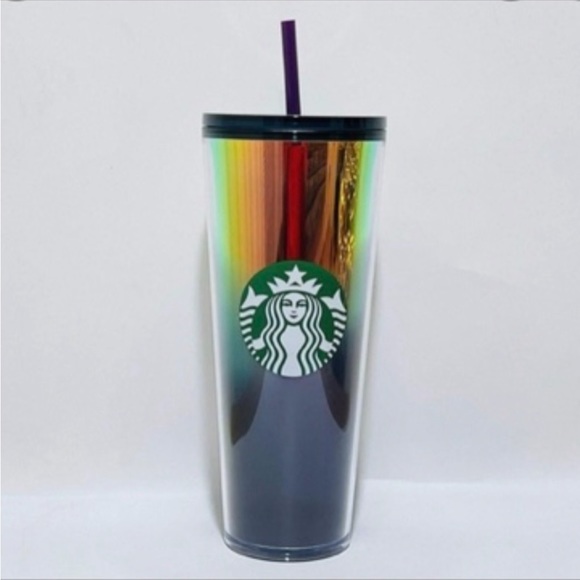 Starbucks Oil Slick Rainbow Cup Iridescent Tumbler Cold Cup Venti 24oz New 2021 - Picture 16 of 16